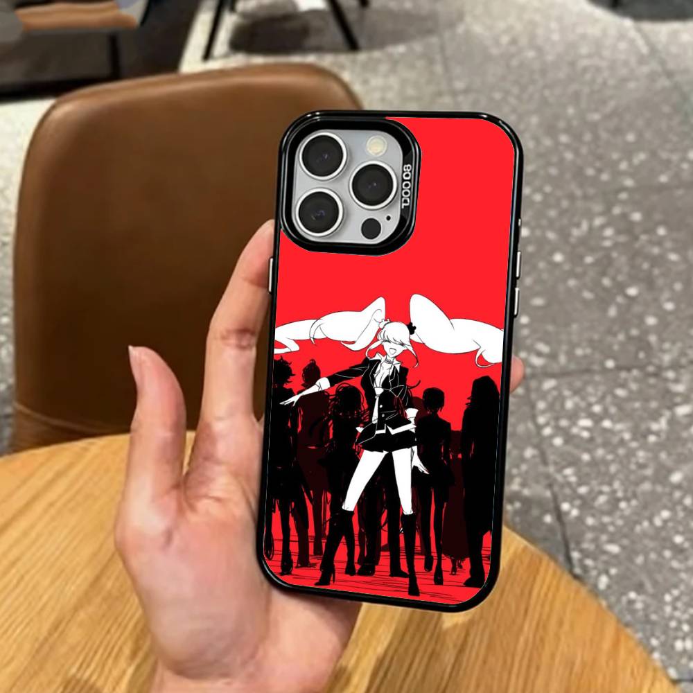 J-Junko E-Enoshima Anime Phone Case For iPhone17,16,15,14,13,12,11 Plus,Pro Max Colored Silver Plated Inside Cover