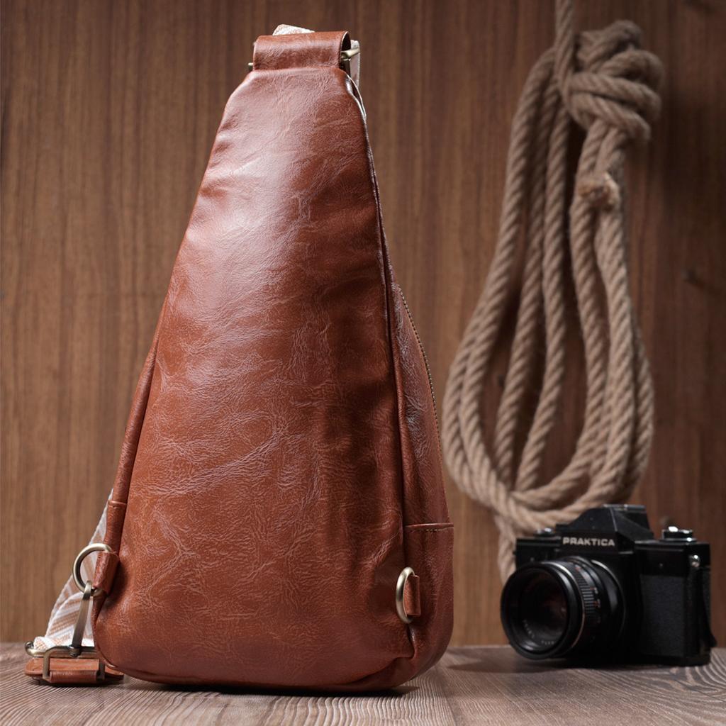 Женская сумка из экокожи с акцентом на текстильную лямку VINTAGE Bag 22773 Рыжий