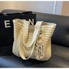 2025 New Straw Plaited Woven Women's Roomy Bag Casual Versatile Single Shoulder Bag High Capacity Seaside Beach Bag Vacation Commuter Large Tote Bag
