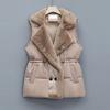 Lamb Wool Stitching Down Cotton Vest Women's Winter Outer Wear Autumn and Winter Fur One Lapel Waist Waistcoat