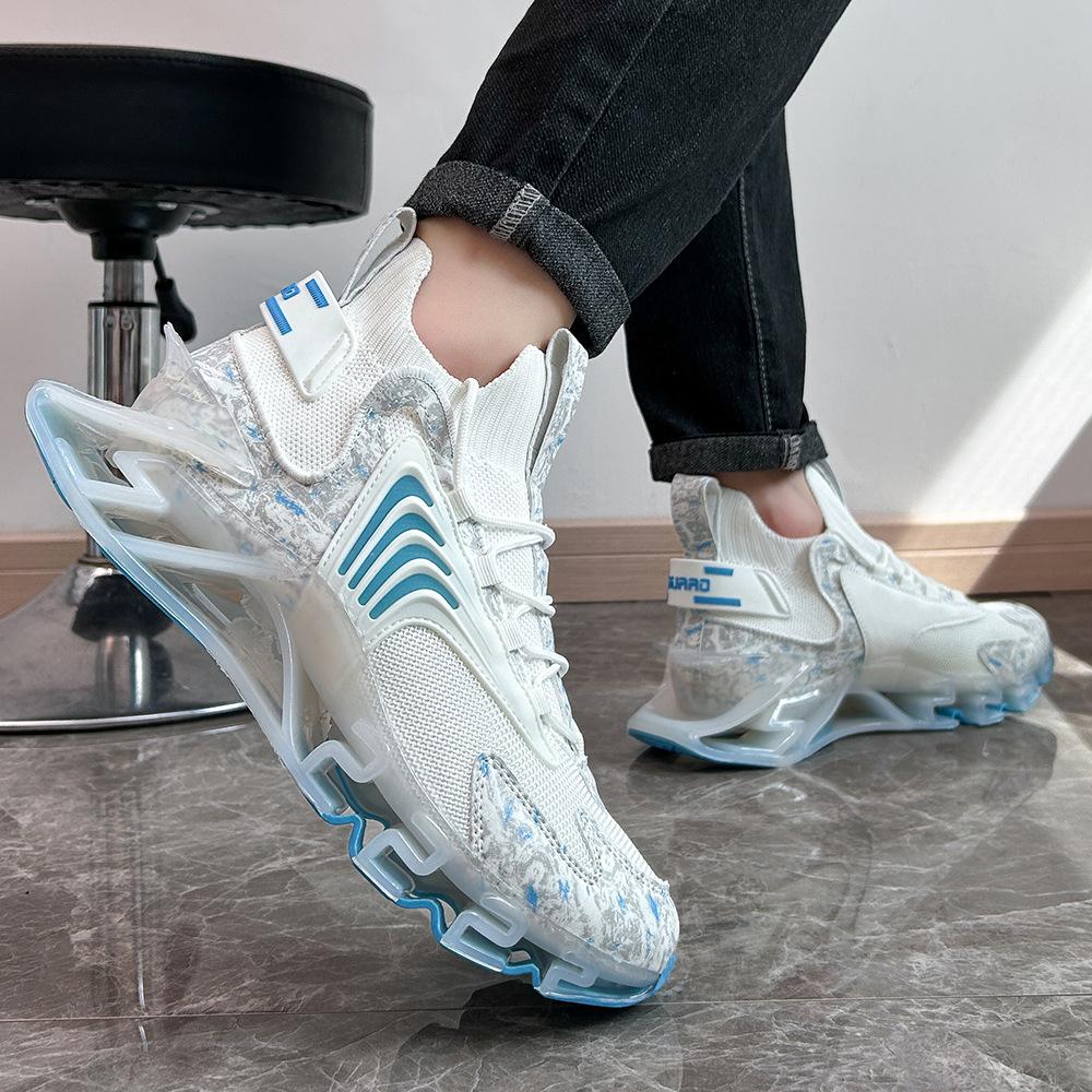 Обувь большого размера обувь с острым носком мужская обувь на четыре сезона амортизирующие спортивные кроссовки повседневные беговые кроссовки летающая тканая обувь мужчина