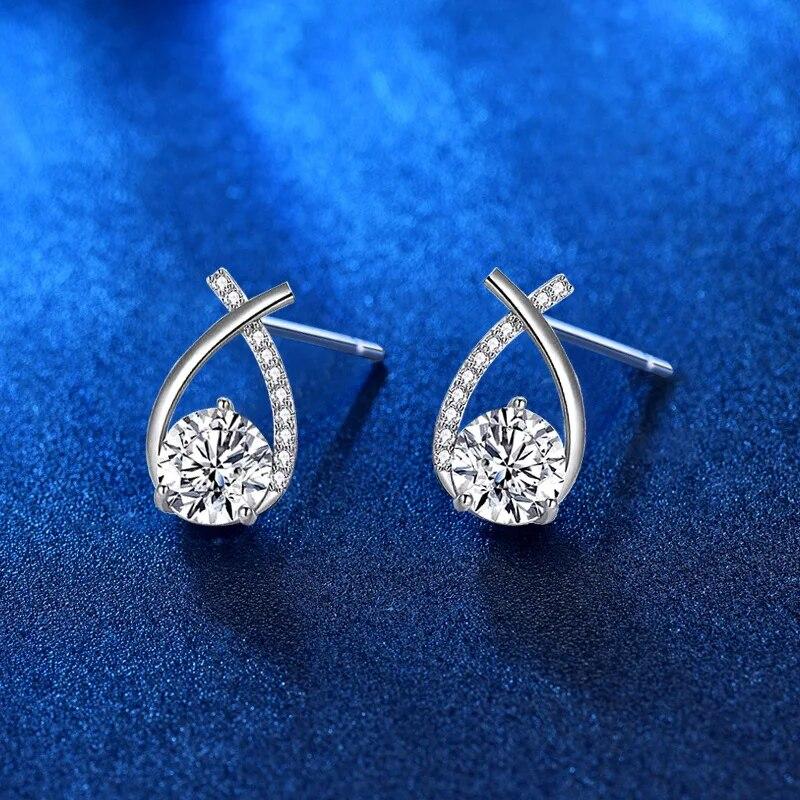 Серьги из стерлингового серебра 925 пробы 0,5 карата * 2 с муассанитом, модный дизайн, легкие роскошные повседневные высококачественные украшения для женщин