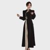 Retro Chinese Style Long Sleeve Cheongsam Dress - Slimming, High Waist, Plus Size for Spring and Autumn