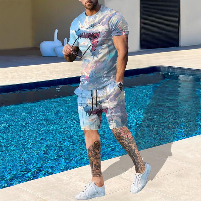 Модная мужская спортивная одежда с принтом 3D-дракона, повседневная дышащая освежающая футболка