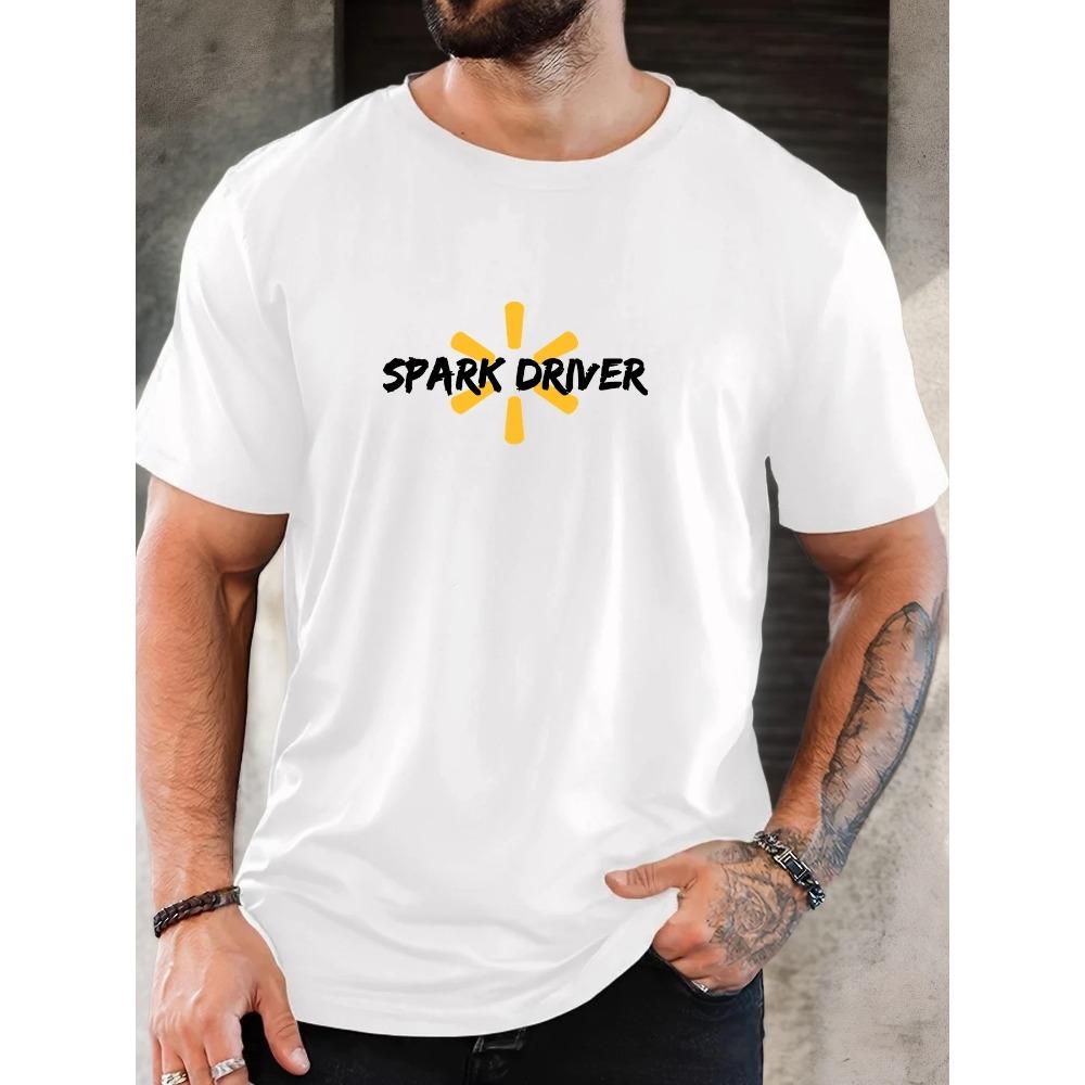 Men's SPARK DRIVER pattern summer casual crew neck short T-shirt