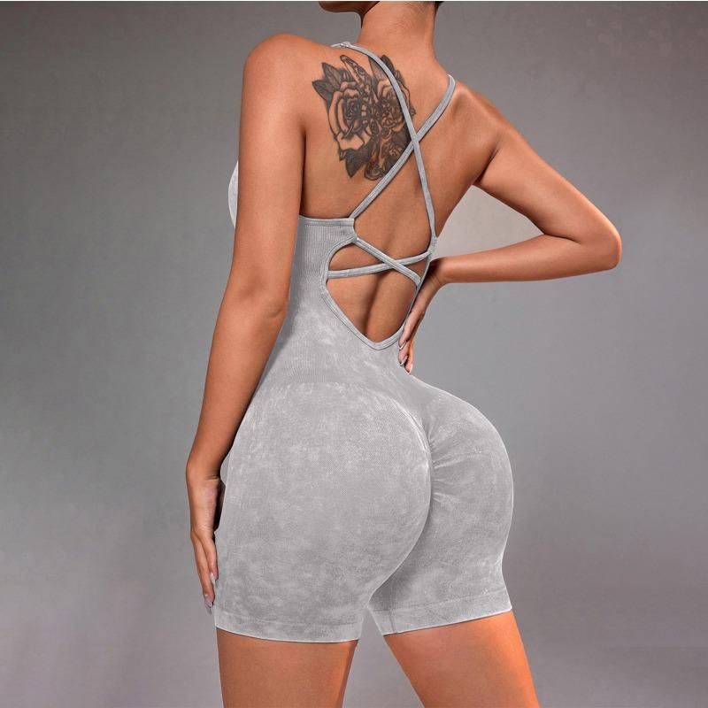 Backless One Piece Peach Butt Sports Stretch High Waisted Hip Lifting Fitness Jumpsuit