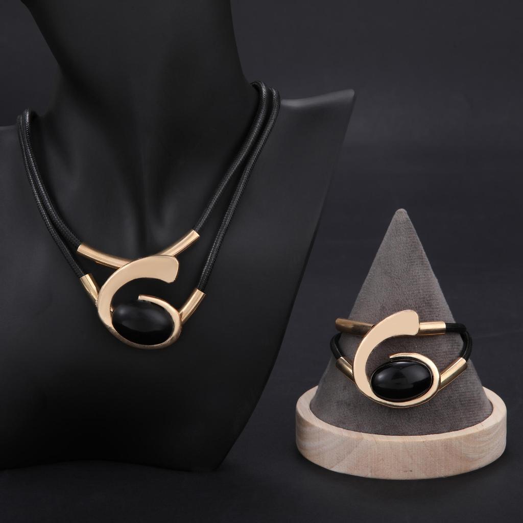 Богемный акриловый набор украшений «Улитка», «Овальный глаз»: Женское ожерелье и браслет из вощеного шнура