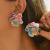 Шикарные 3D серьги-цветы для женщин Яркий многоцветный цветочный дизайн для повседневной носки, вечеринок, повседневной элегантности Игривые серьги