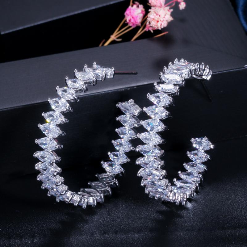 CMM Роскошные популярные мощеные циркониевые свадебные серьги-кольца модные женские вечерние украшения