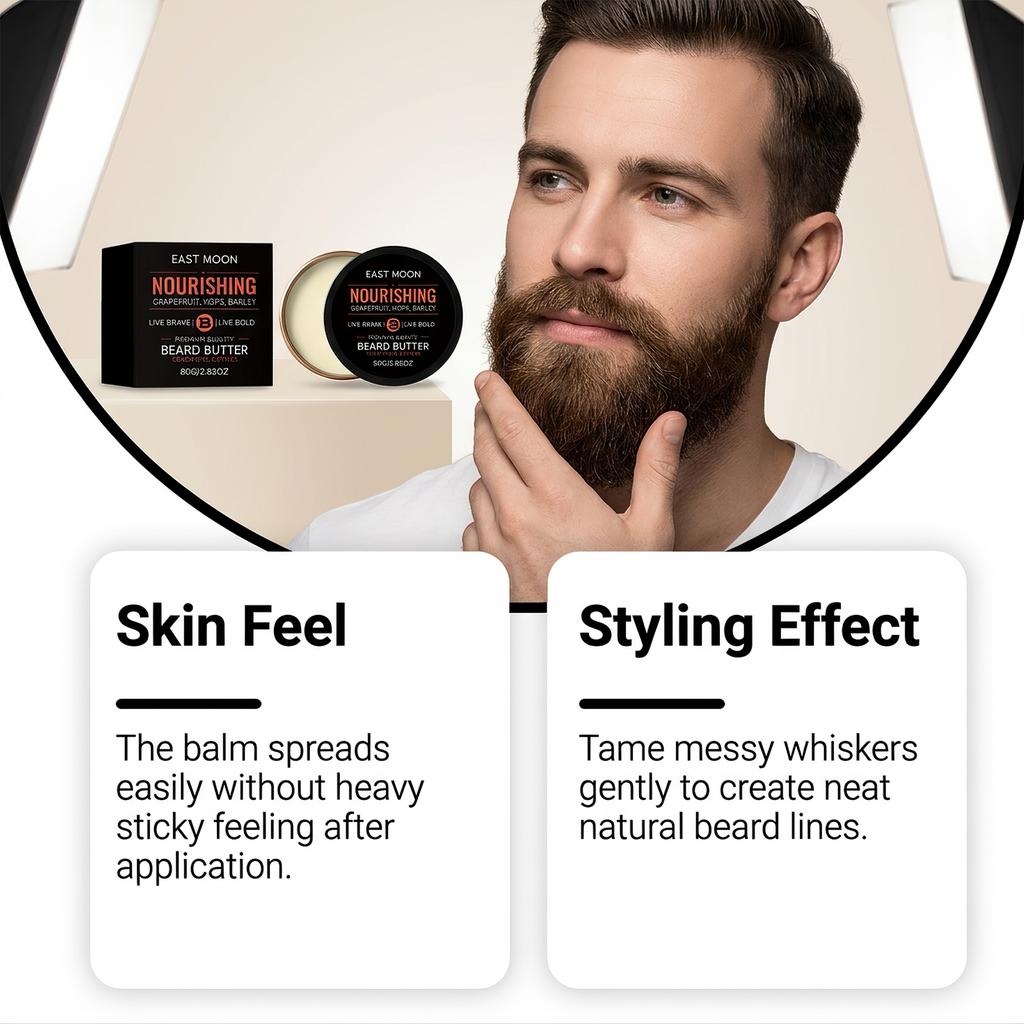 Men Beard Styling Butter 80g, Natural Ingredients Beard Conditioning Balm