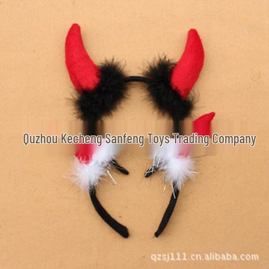 Christmas Parent-Child Red Bull Horn Headband Set