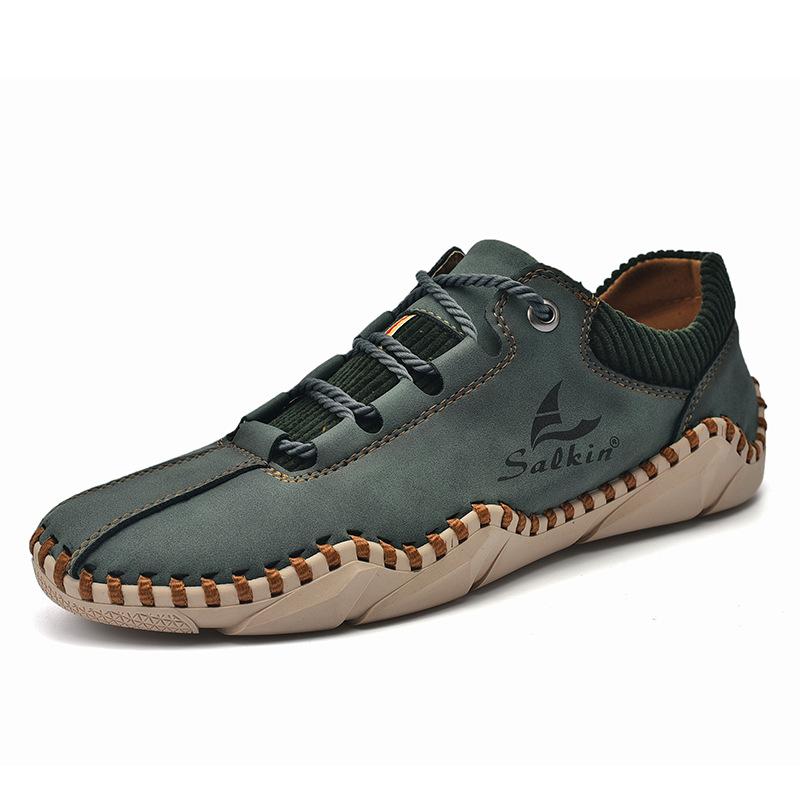 Spring and summer new breathable leather men's shoes, anti slip and wear-resistant loafers, comfortable and casual sports shoes
