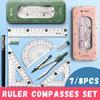 7/8PCS Straight Ruler Ruler Compasses Set Set Square Stationery Ruler Set  Office School