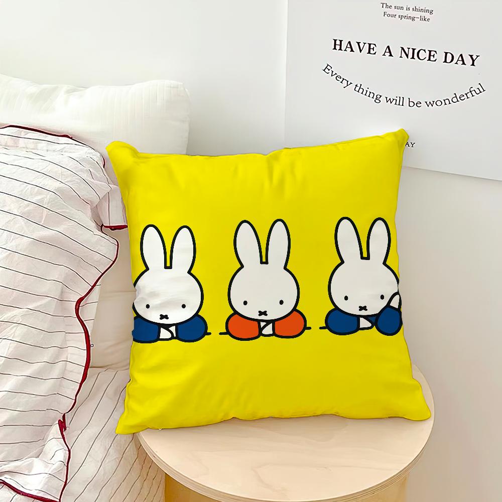 Cartoon Bunny Rabbit kawaii funny MMiffy soft pillowcase for Sofa Home Living Room bedside Decor pillow cover Gift Party hogar
