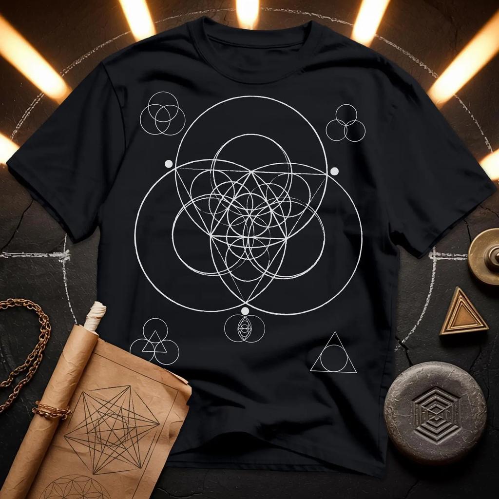 Geometric Triad T Shirt Abstract Sacred Design Vintage Designer Clothes Soft Streetwear Stylish Top For Everyday Wear