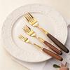 4/5pcs Western Wooden Handle Dinnerware Set Mirror Gold Stainless Steel Tableware Set Knife Fork Coffee Spoon Table Silverware
