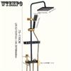 Black Golden 4-Button Shower Set, Home Copper Bathroom Faucet with Handheld Showerhead, Wall-Mounted Shower System with Dual Showerheads