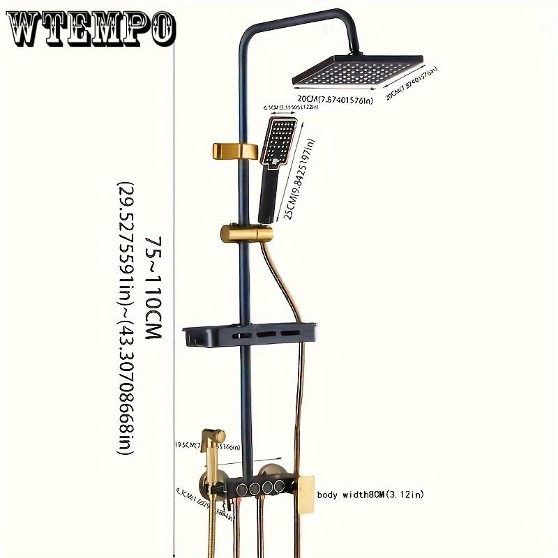 Black Golden 4-Button Shower Set, Home Copper Bathroom Faucet with Handheld Showerhead, Wall-Mounted Shower System with Dual Showerheads