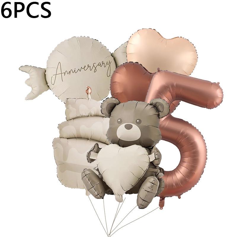 Набор матовых воздушных шаров с плюшевым мишкой, конфетами, цифрами от 0 до 9, для детского дня рождения, свадьбы, годовщины, декорации, алюминиевые фольгированные шары