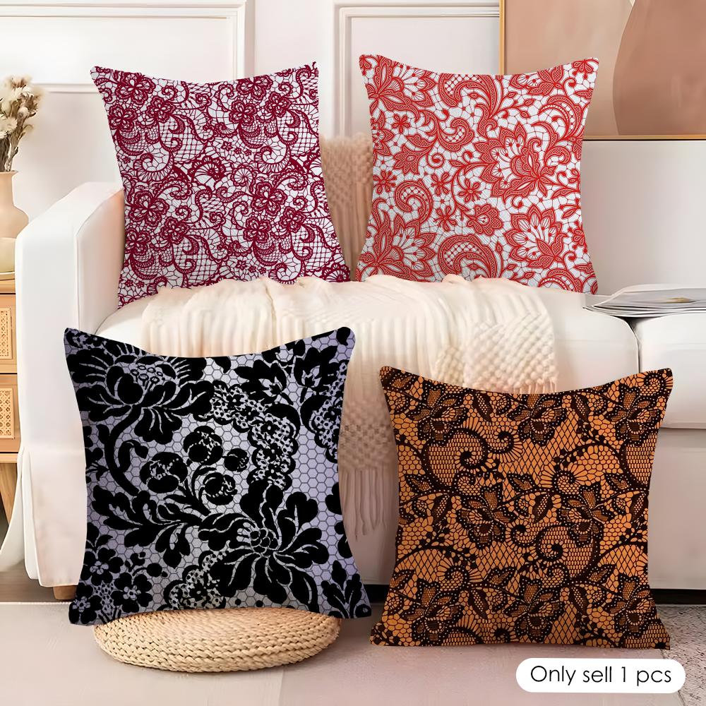 Lace Flower Cushion Cover Soft Plush Fabric DoubleSided Printed Cushion Covers for All Seasons Modern Home Decor