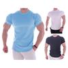 Men Sports T-shirt O Neck Short Sleeve Slim Fit Solid Color Elastic Quick-drying Soft