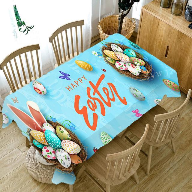 Скатерть с принтом «Яйцо и кролик» Пасхальная скатерть для вечеринки, Дня Благодарения, Рождественский праздничный стол, праздничные украшения, аксессуары