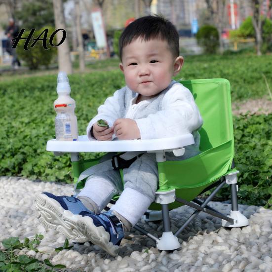 Travel-friendly Toddler Booster Chair Foldable with 3-point Harness Storage Bag Easy-to-clean Dining Adjustable Straps Removable Tray Portable Feeding