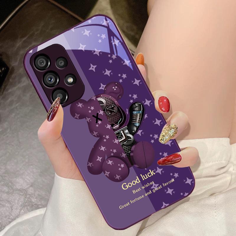 Коричневый Механический Медведь для Samsung Galaxy S10 4G S20 11E 30 S21 22 S24 Fe Pro S23 S25 Ultra 5G S9 Чехол для телефона из закаленного стекла