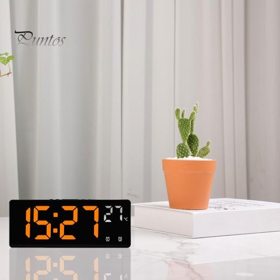 Digital Alarm Clock with Dual Customizable Alarms Raised Nap Buttons 5-Stage Brightness Adjustment USB Port Bedside Clock