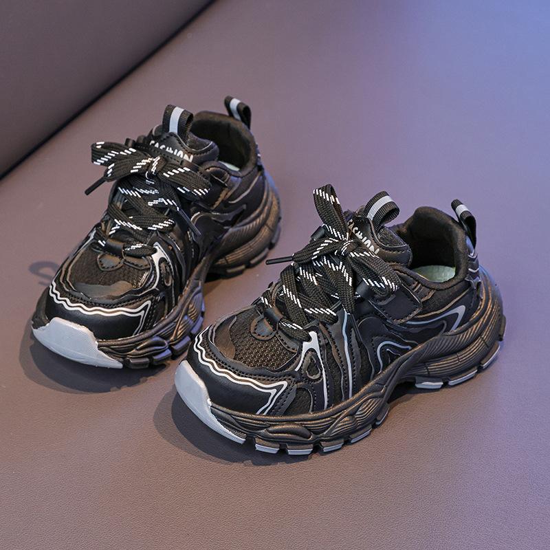 Boys' Fashionable Color-Block Sneakers2026New autumn leather girls' casual shoes, college style running shoes, trendy