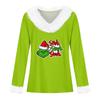 Women's T Shirt Tee Christmas Shirt Long Sleeve Party Christmas Print Fleece Collar V Neck Top