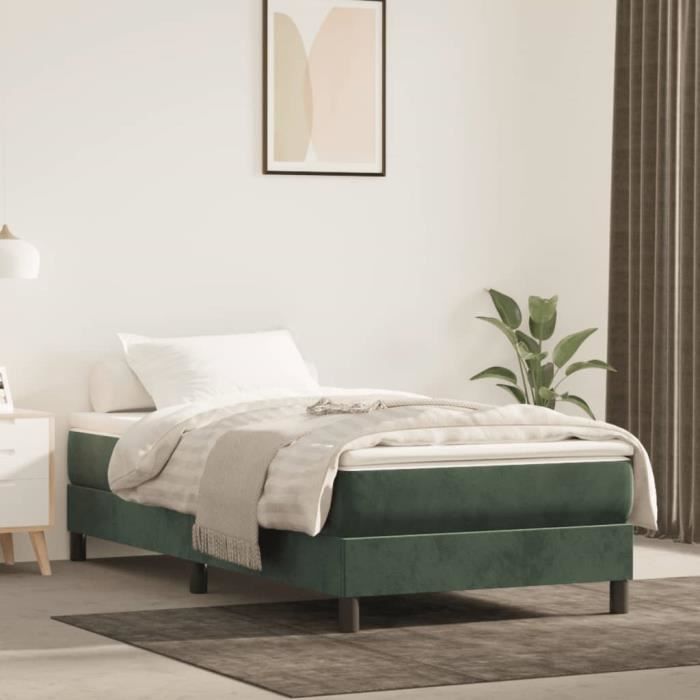 VidaXL Divan Bed with Mattress Dark Green 90x200 Cm - Model 3144312