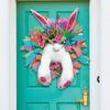 Electric Easter Bunny Wreaths for Front Door Handmade Easter Rabbit Mesh Bow Garland Plush Bunny Butt Door Ornament for Outside Wall Window Spring
