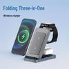 Складное беспроводное зарядное устройство 3-в-1: Идеально для телефонов Apple, Huawei, Xiaomi. Идеально подходит как для офисного, так и для домашнего использования.