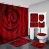 Valentine's Day Printed Shower Curtain Carpet Floor Mat Combination Bathroom Toilet Mat Bathroom Curtain Four-piece Set