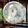 Pretty Angel Wooden Sign - Beautiful Angel Round Sign for Front Door Wall Hanging Decor Ideal Home Hanging Ornament
