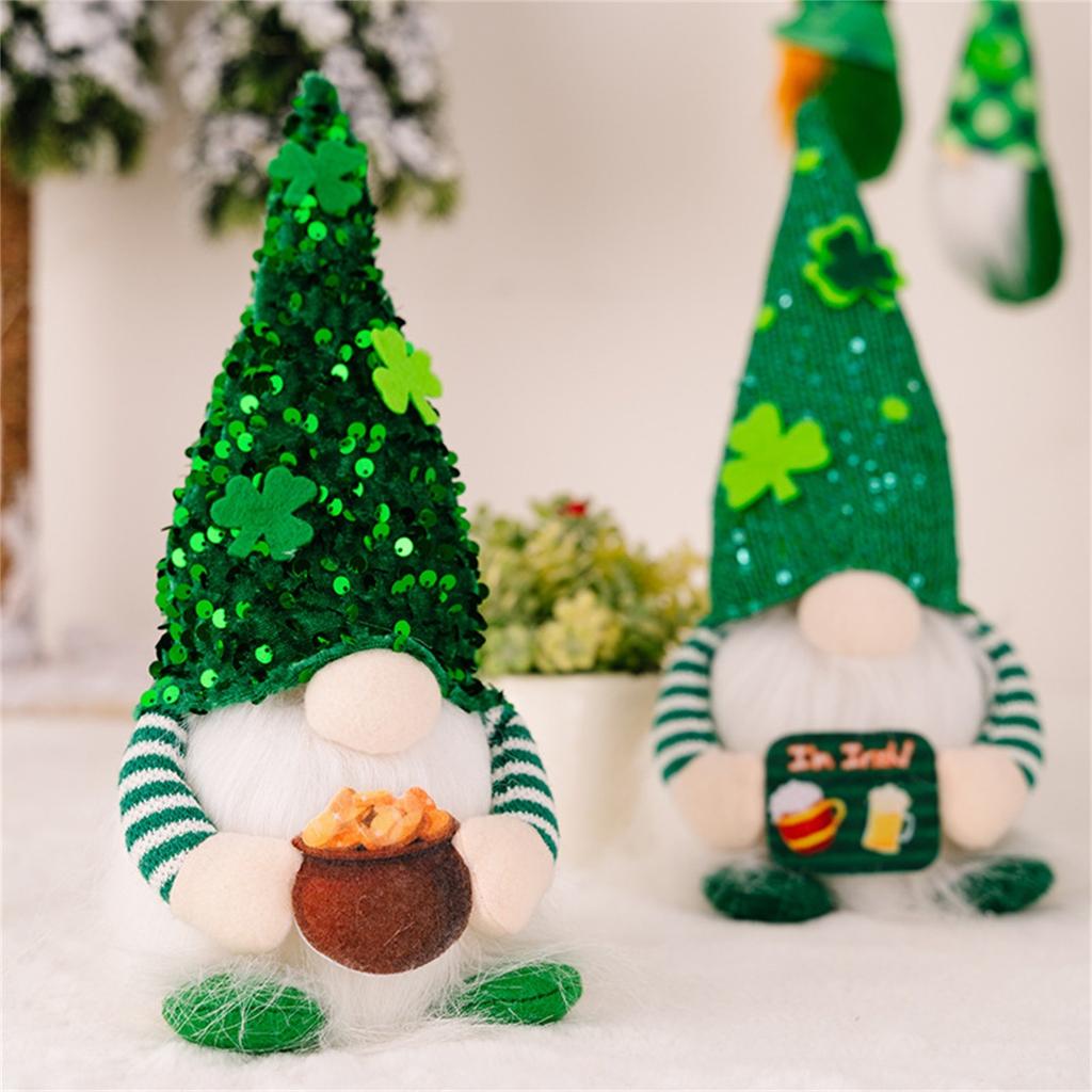 Holiday Decorations Lrish Festival Decoration Green Rudolph Doll Faceless Doll