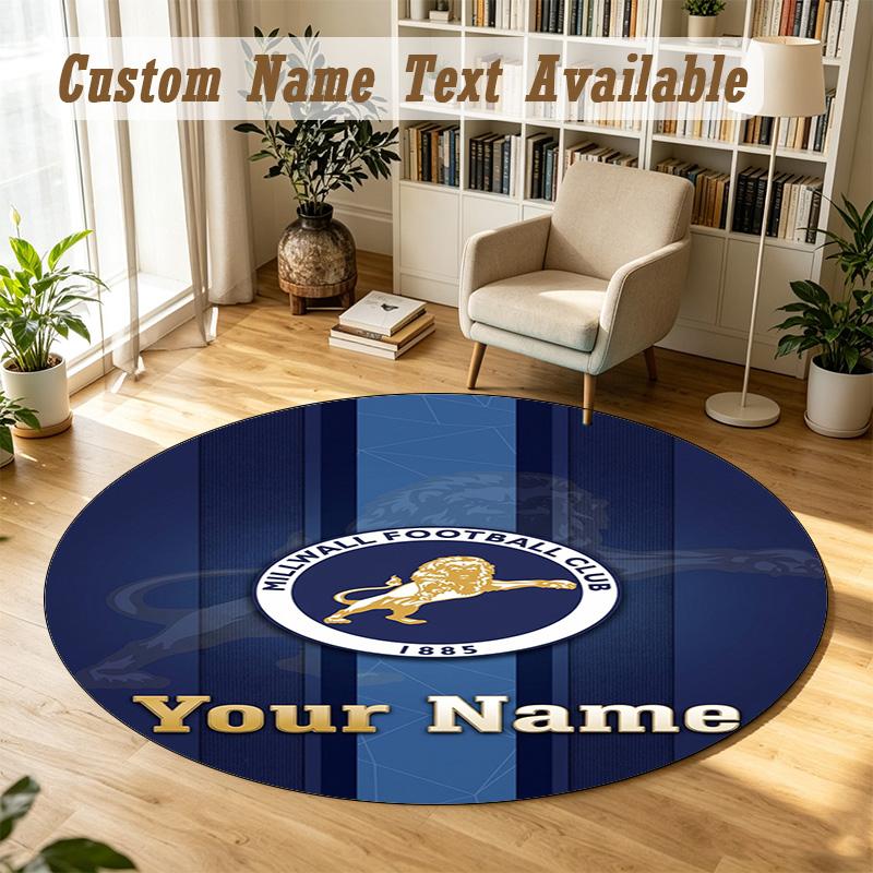 Round Rug Custom NameMillwall Pattern Non Slip Carpet Home Floor Decor