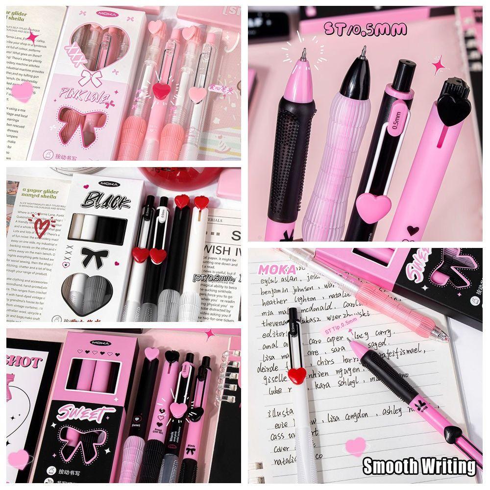 4PCS/Set Sweet Love Series Gel Pen 0.5mm Black Ink Writing Tool Ballpoint Pen School Office