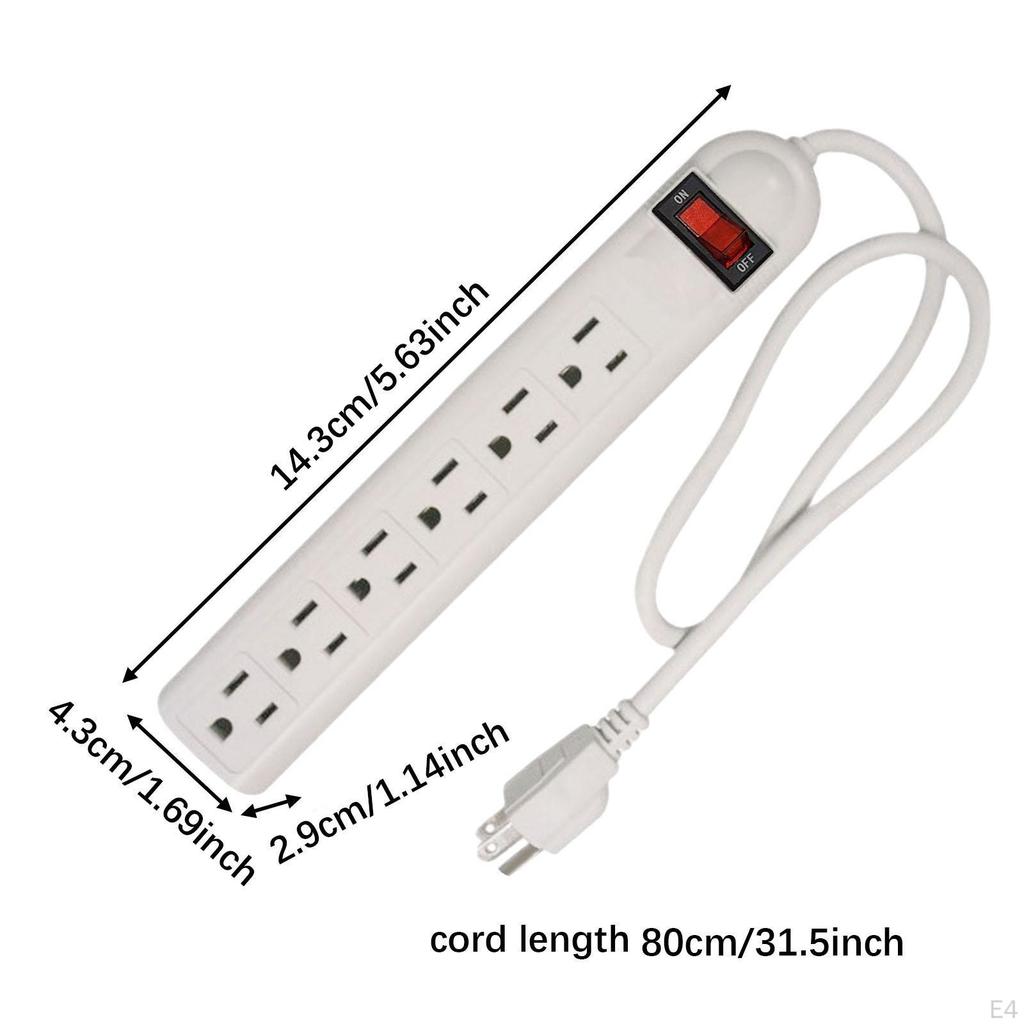 6 Outlet Power Strip Accessories US Plug Compact Multifunctional Overload Protection with Cord for