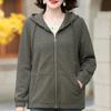 Plus Size Middle Age Women's Jackets Hooded Autumn Elegant Long Sleeve Casual Coats Ladies Outerwears
