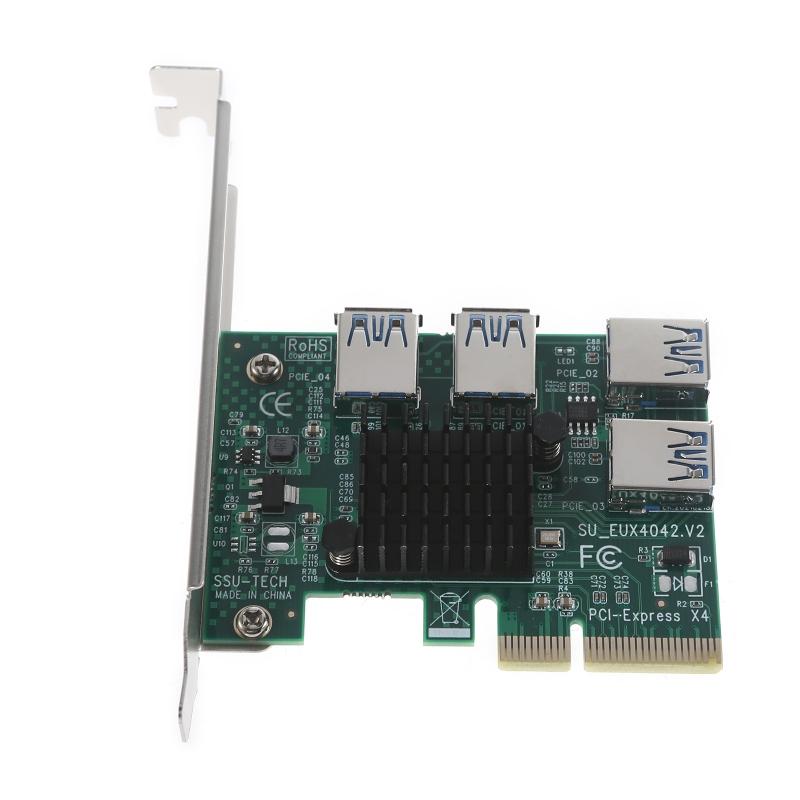 PCI-e 1 to PCIE 4 PCI-express адаптер 4x to 16x майнинг r карта 1 to 4 USB 3.0 множитель карта для майнинга