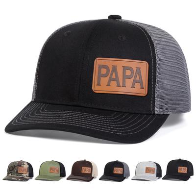 Бейсболка унисекс коричневая с кожаной этикеткой PAPA, сетка для защиты от солнца, подходит для весны и лета, для активного отдыха, регулируемая, повседневная, в стиле «папина кепка».