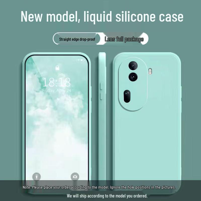 OPPO Reno 11 Однотонный Жидкий Чехол-Бампер с Полным Покрытием, Защитой от Падений, Мягкий