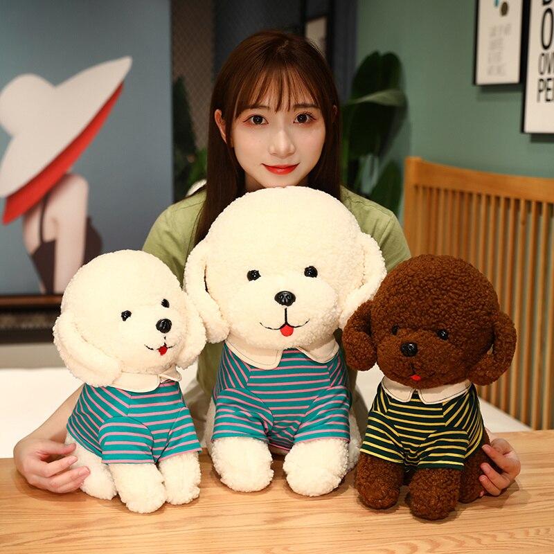 Кавайная плюшевая собака с одеждой, плюшевые игрушки, высокое качество, мягкие куклы с животными, детский декор для комнаты для девочек, подарки
