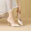 Весенне-осенние туфли на тонком каблуке с острым носком, темпераментные универсальные шлепанцы, туфли на высоком каблуке, кожаная поверхность, простые повседневные ленивые туфли, женская обувь
