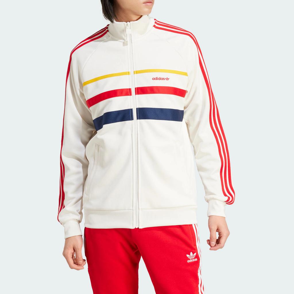 Adidas Originals The First Track Top Retro Color Block Stand Collar Sports Jacket Men Tops White IW3233