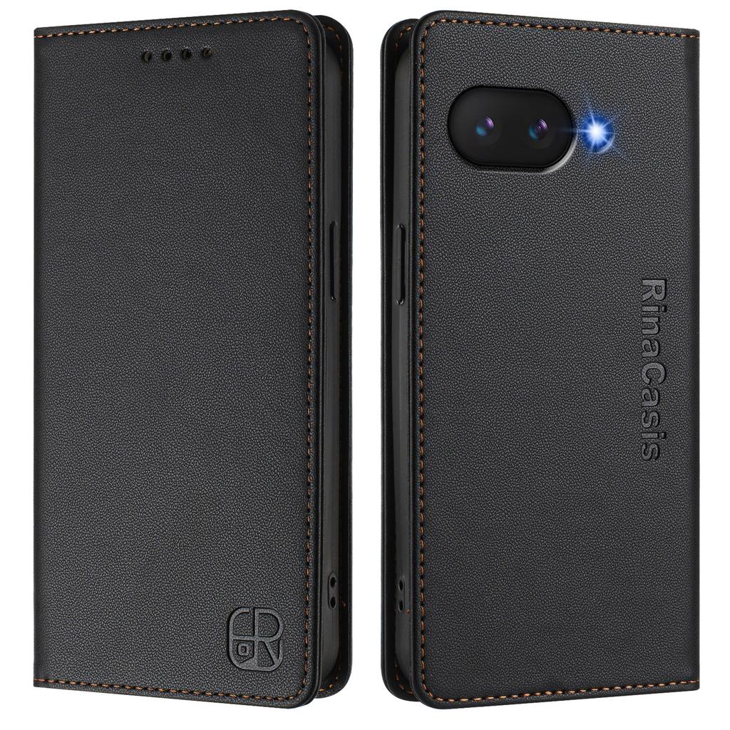 For Google Pixel 9a Leather Case RINACASIS RC01 Phone Cover with RFID Blocking Wallet Stand