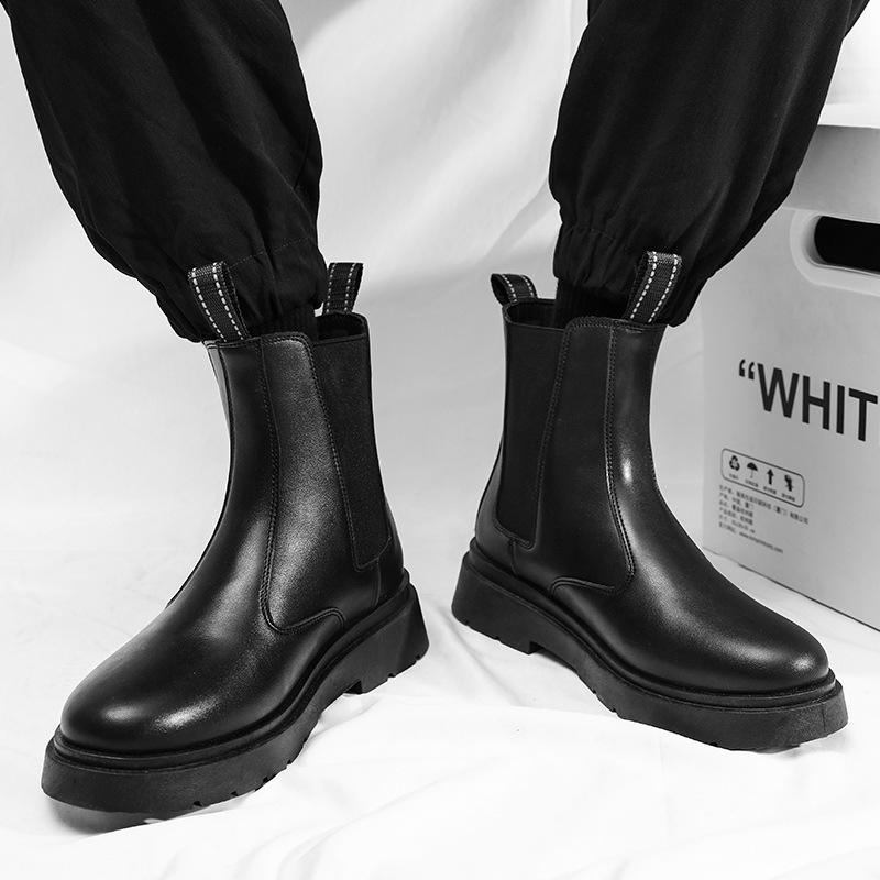 Ботинки Martin мужские 2024 осень новые высокие кожаные ботинки локомотив на толстой подошве для работы на работу британский стиль ботинки Челси прилив