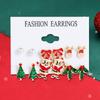 6 Piece Christmas Collection Women Earrings Santa Claus Bow Christmas Tree Pattern Earrings Fashion And Elegant Accessories
